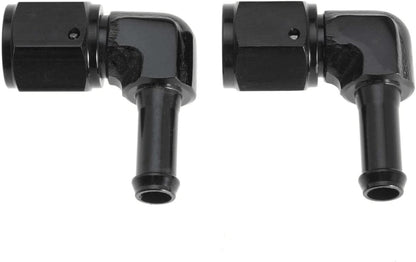 Female 6AN to 5/16 Hose Fuel Fittings 90 Degree Swivel Oil Line Pipe Adapter Black 2PCS