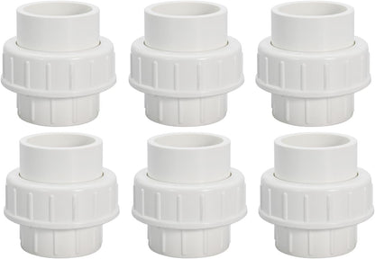 3/4" PVC Union Coupling Pipe Fitting PVC Adapter Schedule 40, EPDM O-Ring, 3/4 inch Slip Coupling Fitting (Socket x Socket), 4 Pack, White