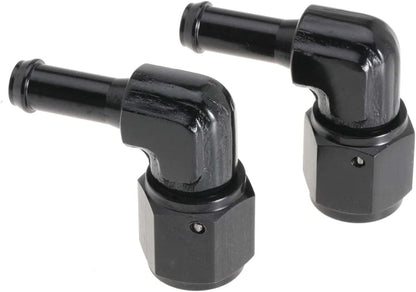 Female 6AN to 5/16 Hose Fuel Fittings 90 Degree Swivel Oil Line Pipe Adapter Black 2PCS