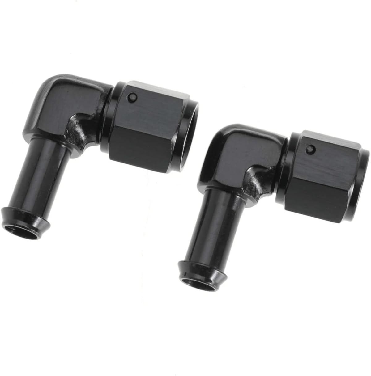 Female AN6 to 3/8 Hose Fuel Fittings 90 Degree Swivel Oil Line Pipe Adapter Black 2PCS