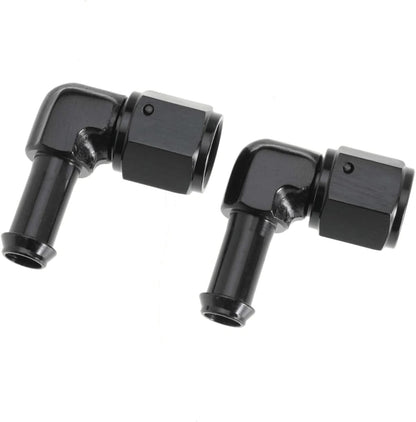 Female AN6 to 3/8 Hose Fuel Fittings 90 Degree Swivel Oil Line Pipe Adapter Black 2PCS