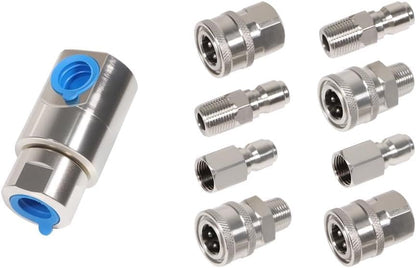 3/8'' Quick Connect Coupler Fittings Stainless Steel Adapter Set for Pressure Washer NPT Male and Female Thread Kit with 3/8" Pressure Washer QD O-Rings 50 Pack