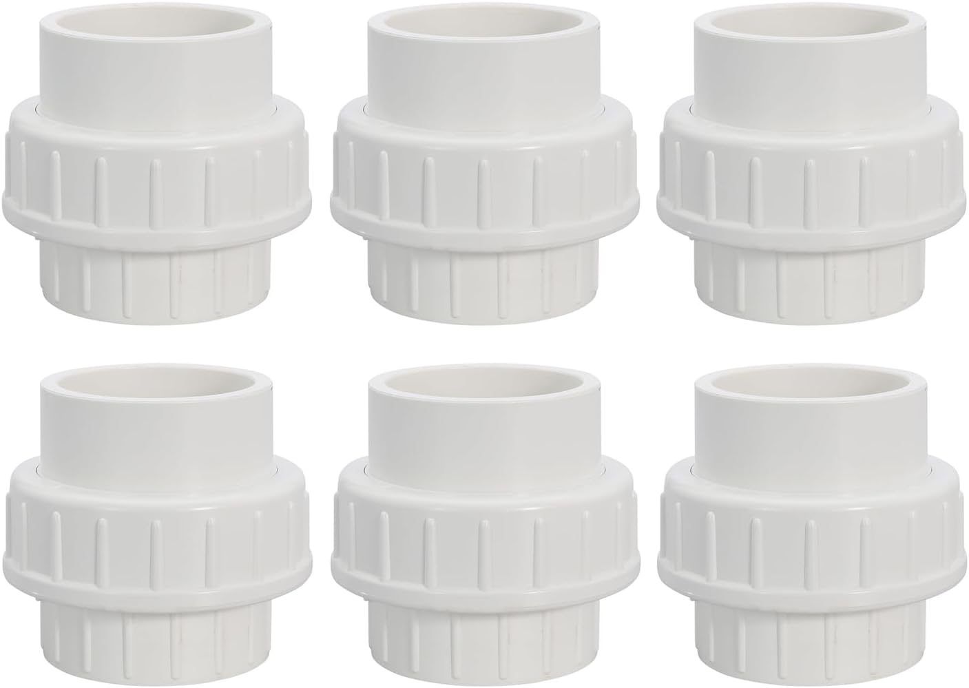 3/4" PVC Union Coupling Pipe Fitting PVC Adapter Schedule 40, EPDM O-Ring, 3/4 inch Slip Coupling Fitting (Socket x Socket), 6 Pack, White