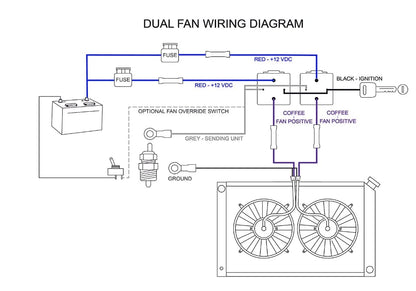 Dual Fan Relay Kit With Thermostat 185 On 175 Off 40A Temperature Sensor Switch for Radiator Cooling - Waterproof Wiring Harness
