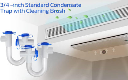 2PACK 3/4" Standard Condensate Trap U Trap for HVAC Systems, Air Conditioner with 19" Cleaning Brush