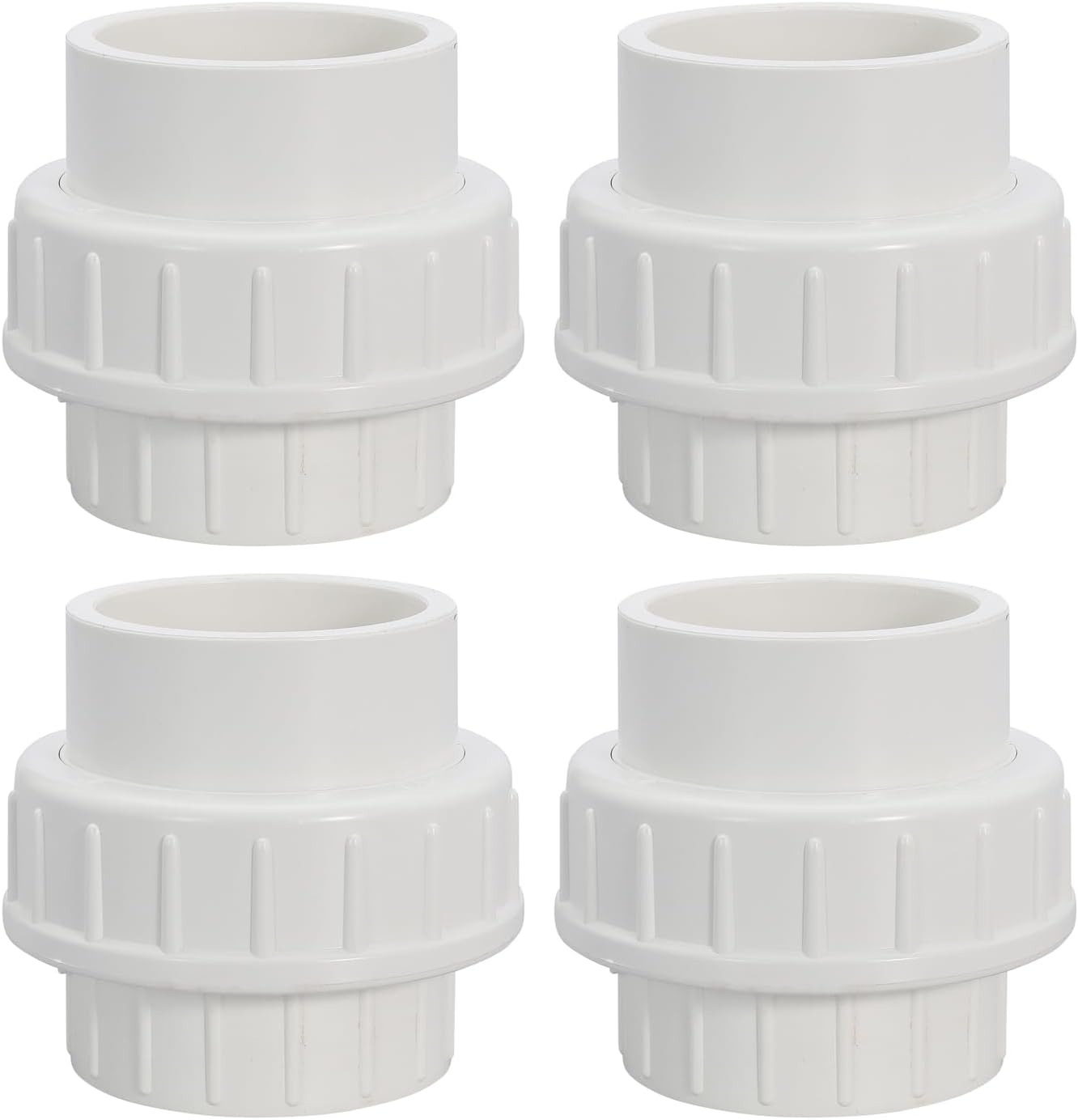 1" PVC Union Coupling Pipe Fitting PVC Adapter Schedule 40, EPDM O-Ring, 1 inch Slip Coupling Fitting (Socket x Socket), 4 Pack, White