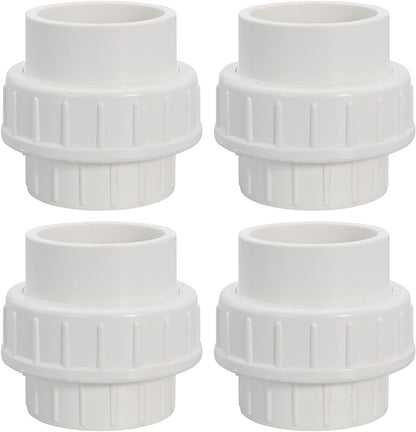 1" PVC Union Coupling Pipe Fitting PVC Adapter Schedule 40, EPDM O-Ring, 1 inch Slip Coupling Fitting (Socket x Socket), 2 Pack, White