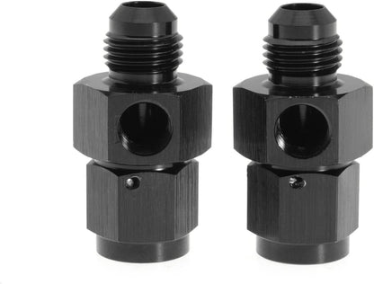 6AN Female to 6AN Male Flare Fuel Pressure Take Off Hose Pipe Adapter Fittings with 1/8 NPT Port Fuel Line Tube Pipe Connector Black 2PCS