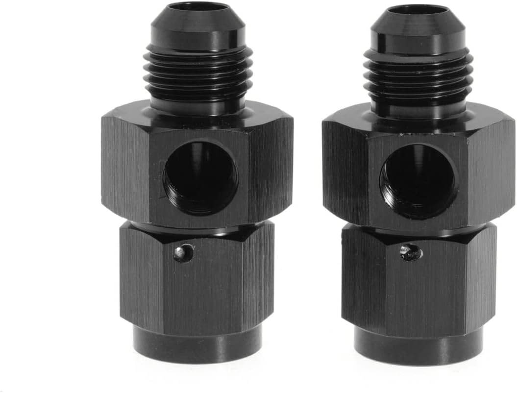 Female AN6 to 3/8 Hose Fuel Fittings 90 Degree Swivel Oil Line Pipe Adapter Black 2PCS