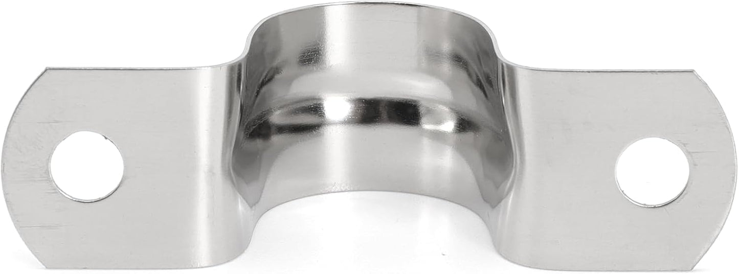 25 PCS M20 304 Stainless Steel Rigid Pipe Strap Two Hole Cable Strap u Bracket Pipe Clamps Heavy Duty Pipe Fasten Holder for Tube, Pipe or Wire Cord Installation (25, 20MM（3/4" ）)