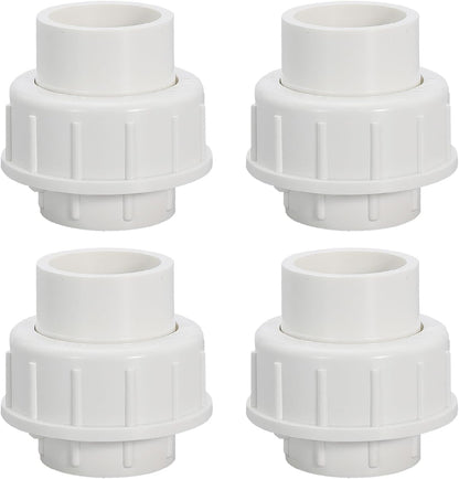 1" PVC Union Coupling Pipe Fitting PVC Adapter Schedule 40, EPDM O-Ring, 1 inch Slip Coupling Fitting (Socket x Socket), 6 Pack, White