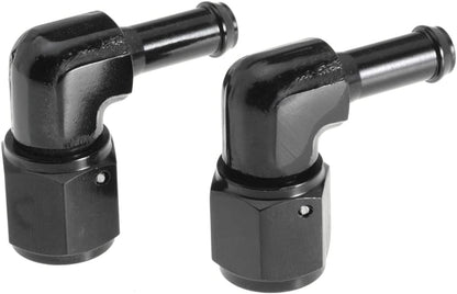 Female 6AN to 5/16 Hose Fuel Fittings 90 Degree Swivel Oil Line Pipe Adapter Black 2PCS
