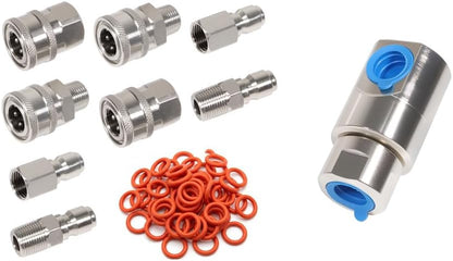 1/2" Hose Reel Super Swivel for FXF for Zerk and 3/8" Quick Connect Coupler Fittings, Heavy Duty Kink-Free Rotation & Rapid Connection NPT for Power Washers (3/8-FXF)