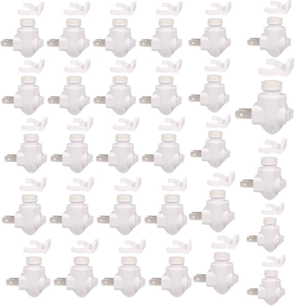 Plug in Night Light Module Base Socket with ON/Off Switch with Shade Mounting Clip for Decoration for Your Night Light (30Pack)