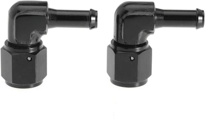 Female AN6 to 3/8 Hose Fuel Fittings 90 Degree Swivel Oil Line Pipe Adapter Black 4PCS