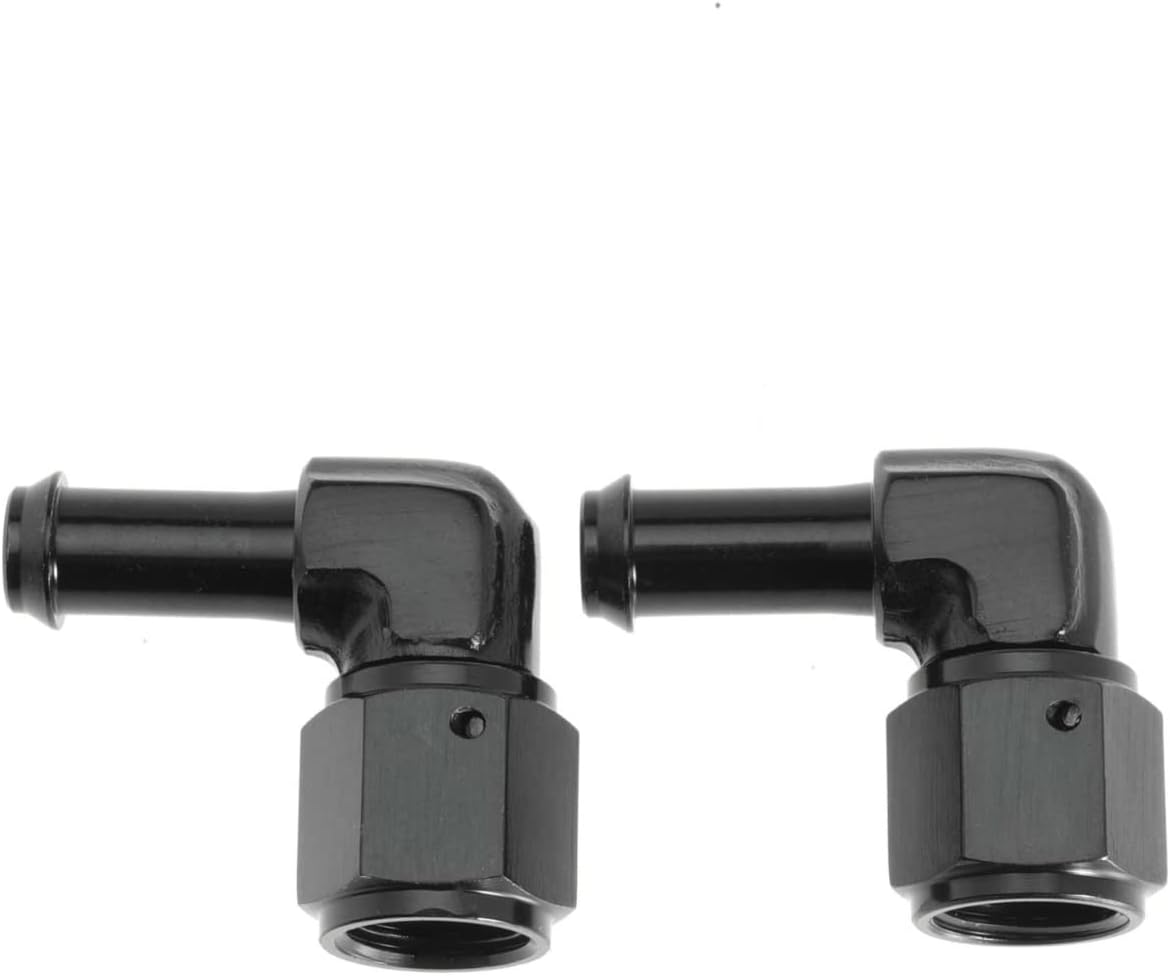 Female AN6 to 3/8 Hose Fuel Fittings 90 Degree Swivel Oil Line Pipe Adapter Black 2PCS