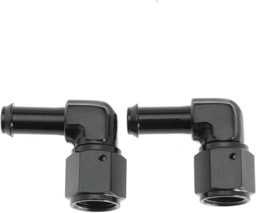 Female AN6 to 3/8 Hose Fuel Fittings 90 Degree Swivel Oil Line Pipe Adapter Black 2PCS