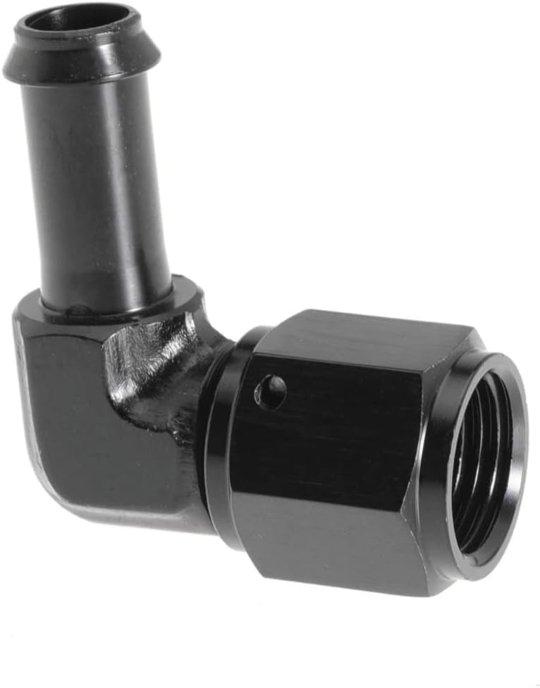 Female AN6 to 3/8 Hose Fuel Fittings 90 Degree Swivel Oil Line Pipe Adapter Black 2PCS
