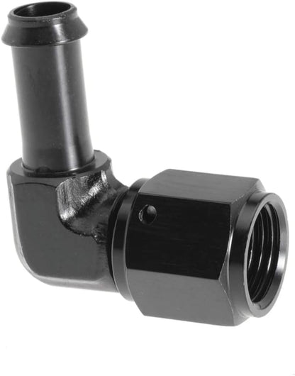 Female AN6 to 3/8 Hose Fuel Fittings 90 Degree Swivel Oil Line Pipe Adapter Black 2PCS