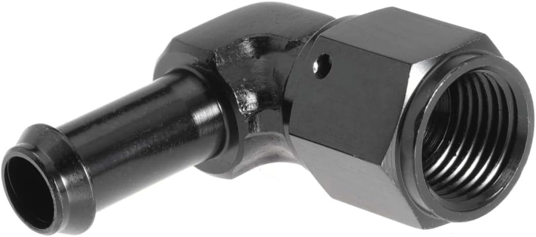 Female AN6 to 3/8 Hose Fuel Fittings 90 Degree Swivel Oil Line Pipe Adapter Black 2PCS