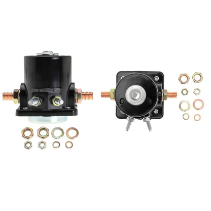12V Black Manual Surface Mount Solenoid Relay Switch for Mercury, OMC, Sierra Marine Outboards (383622, 395419, 582708, 586180, 18-5808, 47886, 47886T) - Normally Open, 30A, Silver Contact