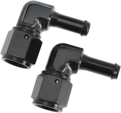 Female 6AN to 5/16 Hose Fuel Fittings 90 Degree Swivel Oil Line Pipe Adapter Black 2PCS
