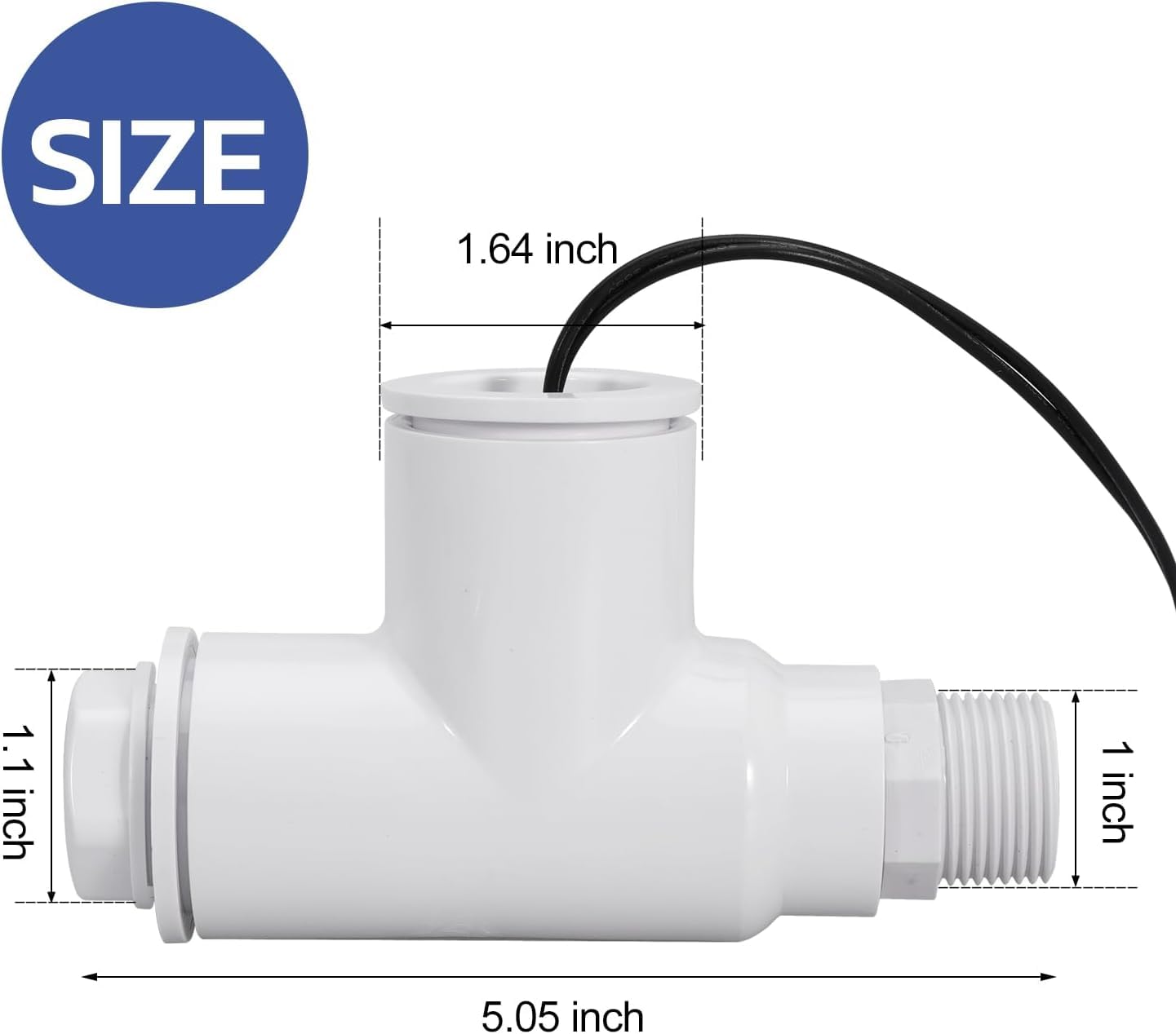 SS1 Float Switch Condensate Overflow Switch with 3/4 Inch Adaptor and 6FT Wire for HVAC Drain Pan Condensate for condensate Overflow Detection (6Pack)