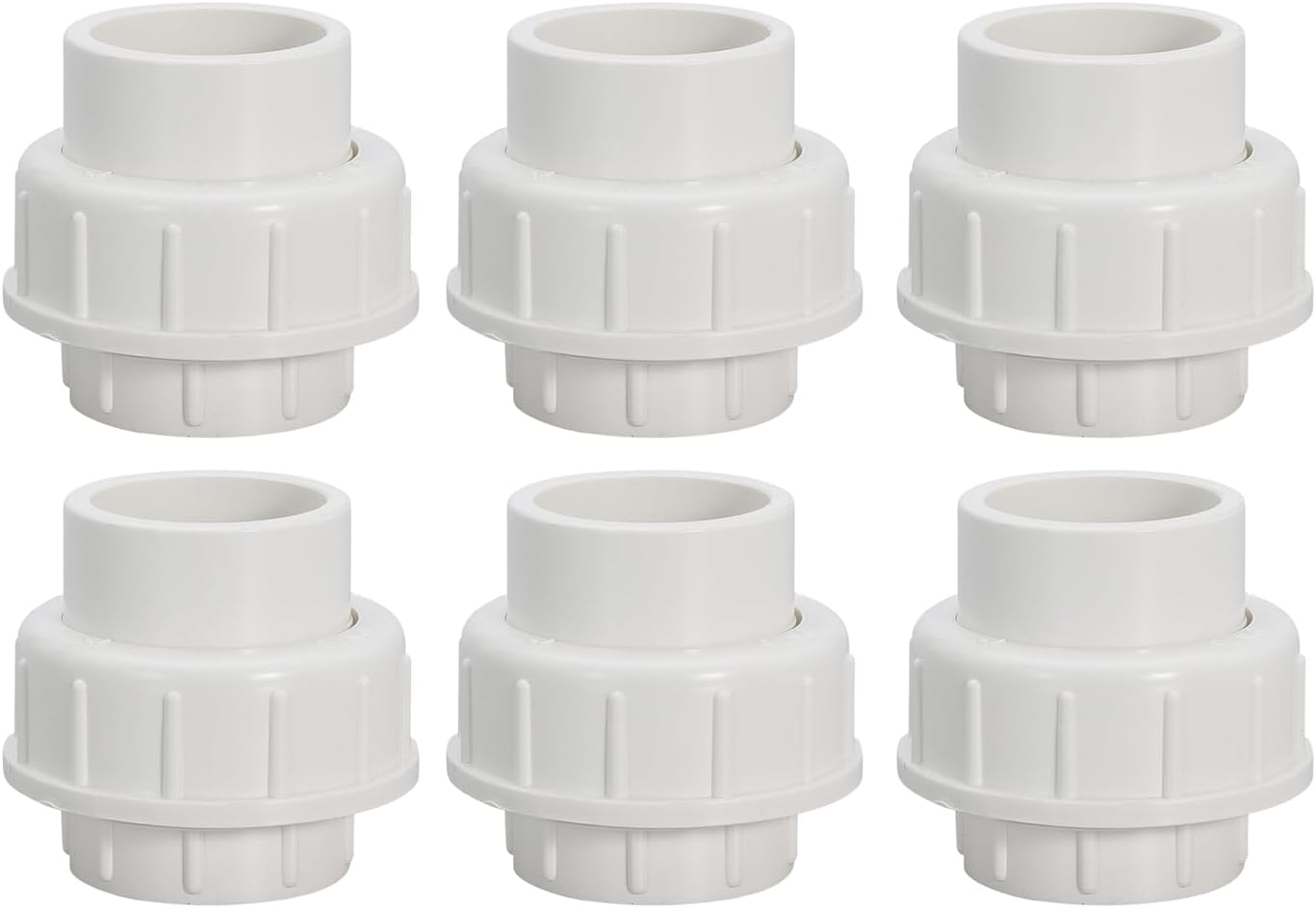 1" PVC Union Coupling Pipe Fitting PVC Adapter Schedule 40, EPDM O-Ring, 1 inch Slip Coupling Fitting (Socket x Socket), 6 Pack, White