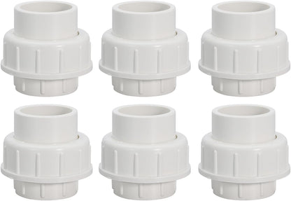 1" PVC Union Coupling Pipe Fitting PVC Adapter Schedule 40, EPDM O-Ring, 1 inch Slip Coupling Fitting (Socket x Socket), 6 Pack, White