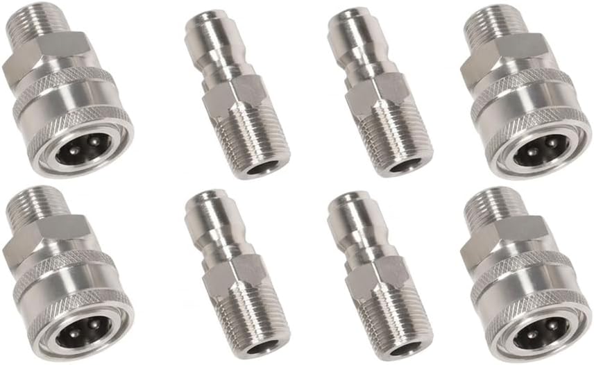 3/8'' Quick Connect Coupler Fittings Stainless Steel Adapter Set for Pressure Washer NPT Male and Female Thread Kit, 2 Pack