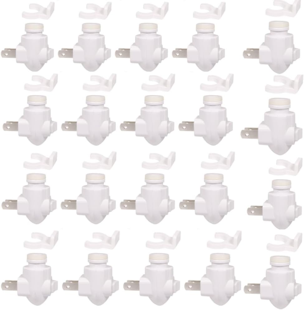 Plug in Night Light Module Base Socket with ON/Off Switch with Shade Mounting Clip for Decoration for Your Night Light (30Pack)