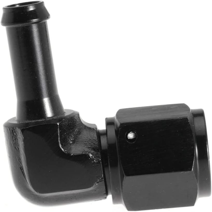 Female 6AN to 5/16 Hose Fuel Fittings 90 Degree Swivel Oil Line Pipe Adapter Black 2PCS