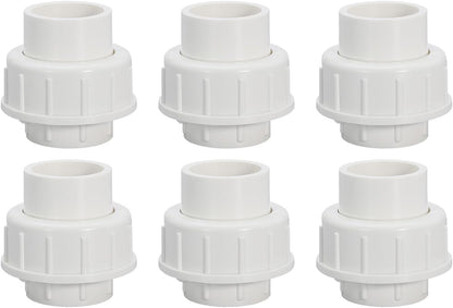 1" PVC Union Coupling Pipe Fitting PVC Adapter Schedule 40, EPDM O-Ring, 1 inch Slip Coupling Fitting (Socket x Socket), 6 Pack, White