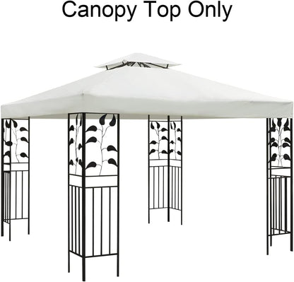 Gazebo Canopy Replacement Top - 10x10 FT Double Tiered Canopy Cover, Off White