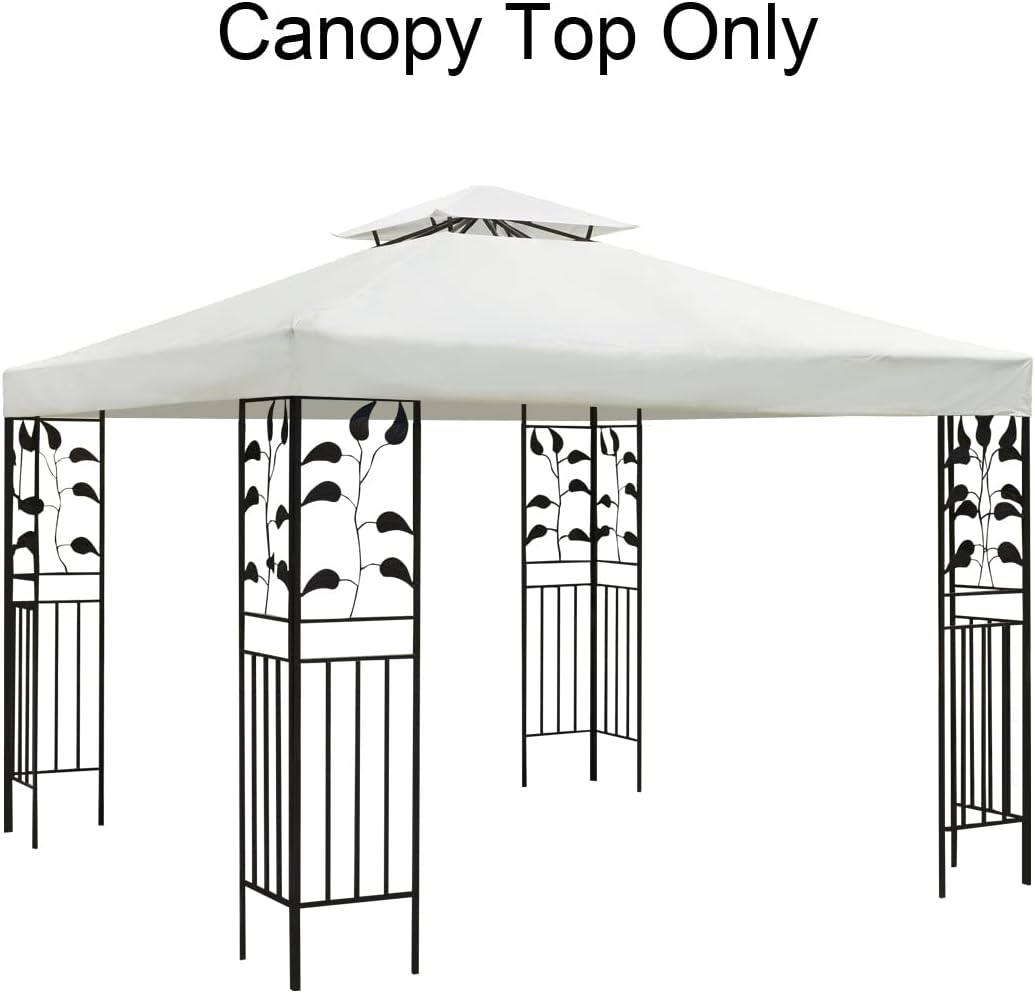 Gazebo Canopy Replacement Top - 10x10 FT Double Tiered Canopy Cover, Off White