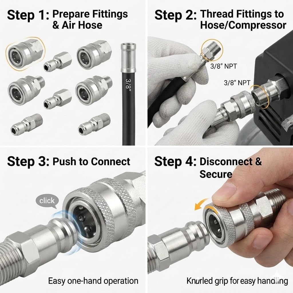1/2" Hose Reel Super Swivel for FXF for Zerk and 3/8" Quick Connect Coupler Fittings, Heavy Duty Kink-Free Rotation & Rapid Connection NPT for Power Washers (3/8-FXF)