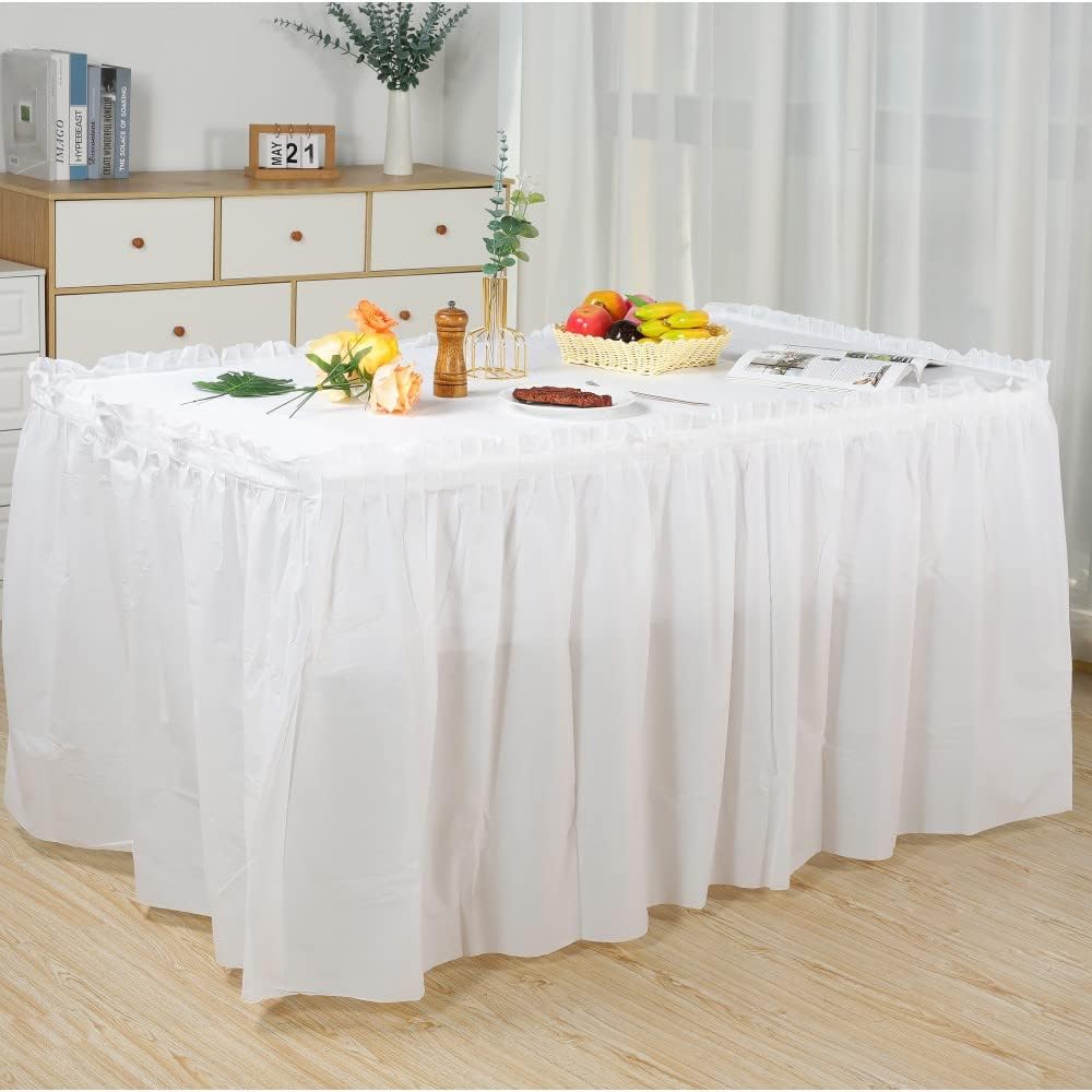 5 Pack Plastic Table Skirts for Rectangle Tables with 5 Pack Table Cloths, Blue Tableskirts and 54" x 108" Tablecloths, Disposable Tablecloth Skirt Table Covers for Party Birthday Baby Shower