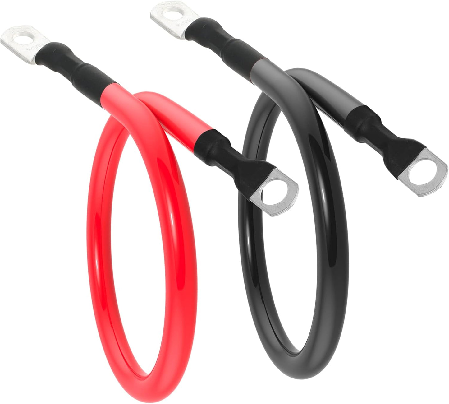 2 AWG Battery Cable 2AWG Gauge Battery Inverter Cables with 3/8 in Lugs Pure Copper Power Inverter Wire Set for Solar Marine Boat RV Car Motorcycle 2pcs (2FT)