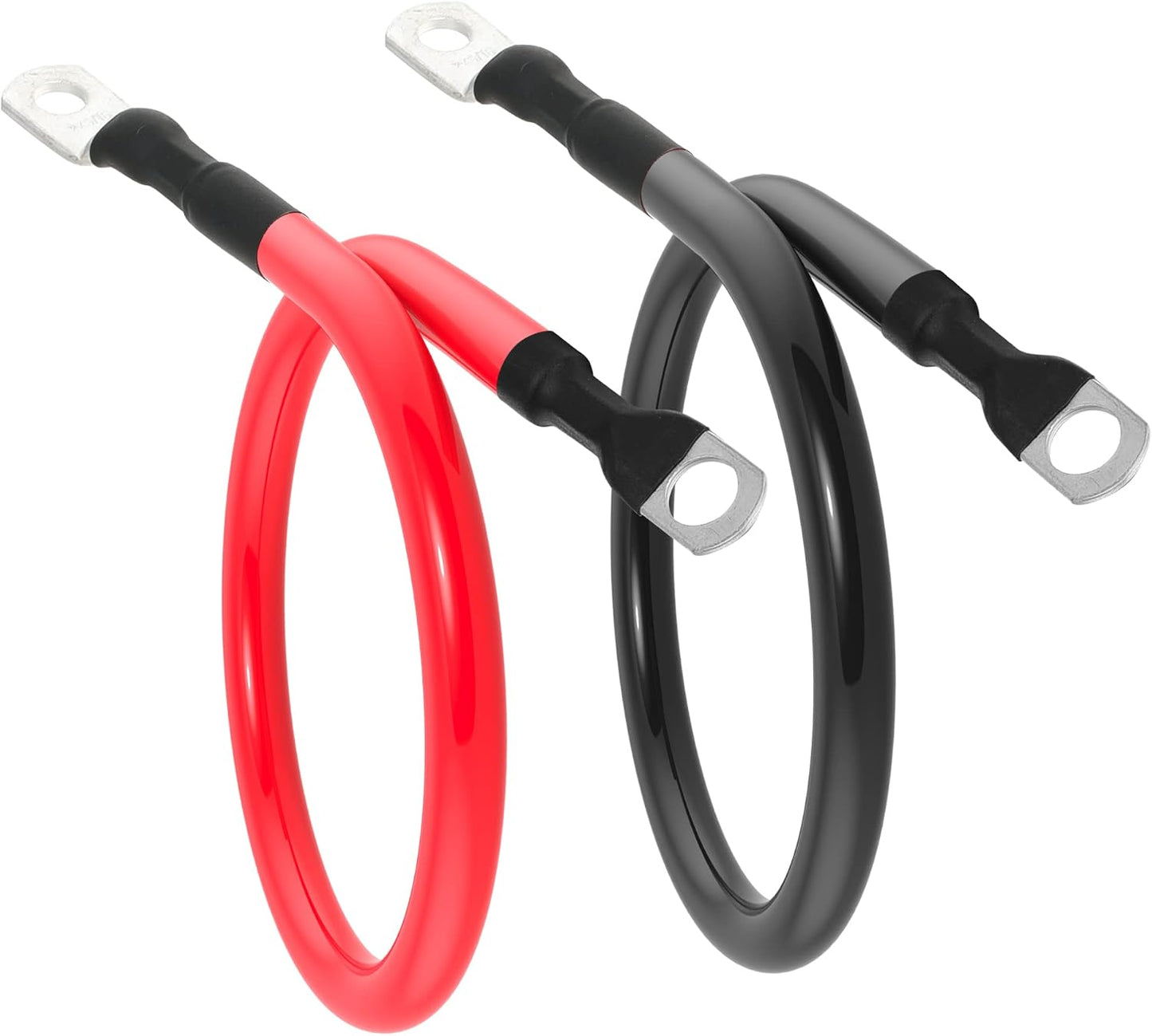 4 AWG Battery Cable 4AWG Gauge Pure Copper Battery Inverter Cables with 3/8 in Lugs Both Ends Power Inverter Wire Set for Automotive Solar Marine Boat RV Car Motorcycle Red and Black (2FT)