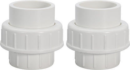 1-1/2" PVC Union Coupling Pipe Fitting PVC Adapter Schedule 40, EPDM O-Ring, 1-1/2 inch Slip Coupling Fitting (Socket x Socket), 2 Pack, White