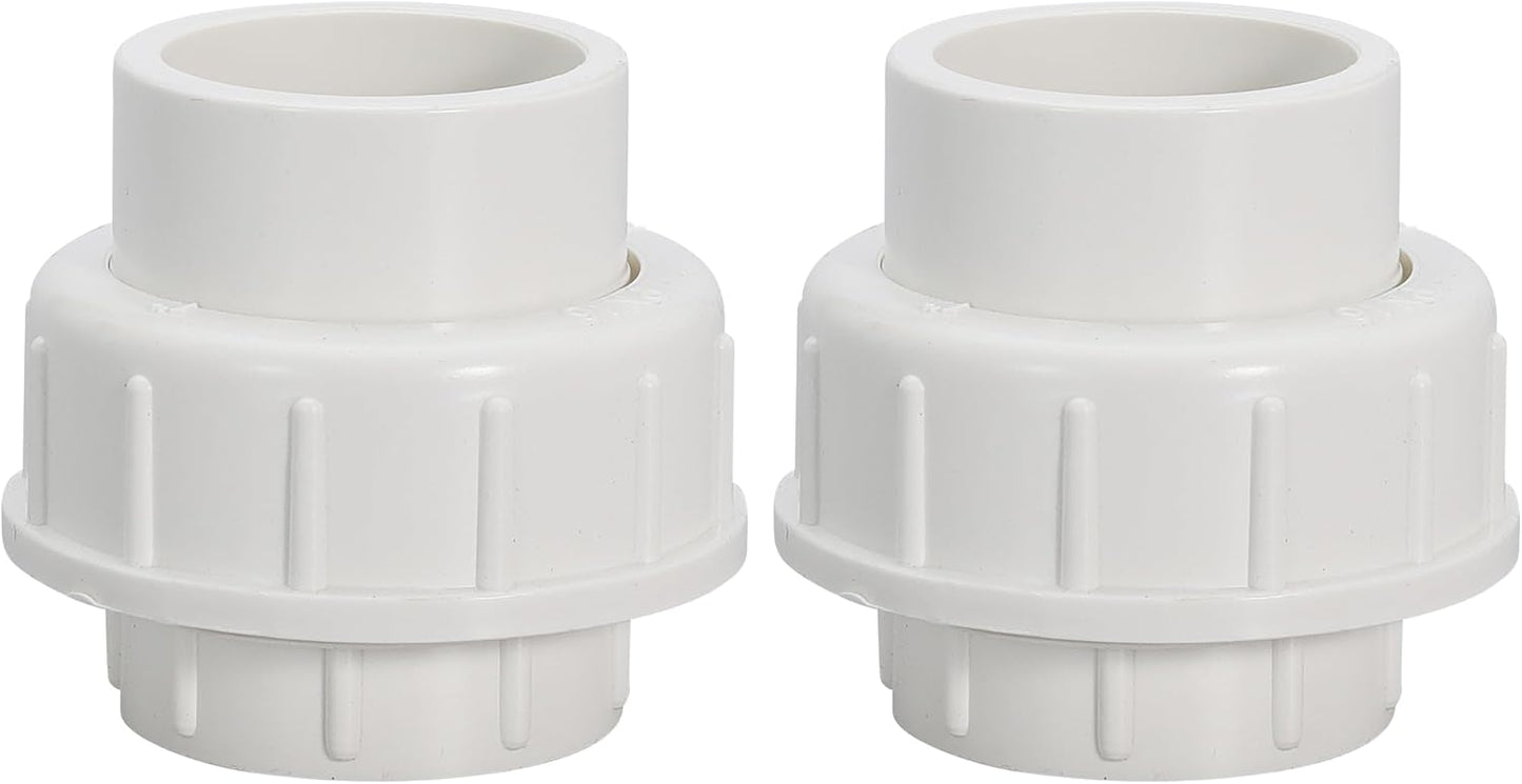 1" PVC Union Coupling Pipe Fitting PVC Adapter Schedule 40, EPDM O-Ring, 1 inch Slip Coupling Fitting (Socket x Socket), 2 Pack, White