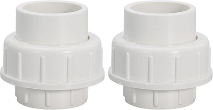 1" PVC Union Coupling Pipe Fitting PVC Adapter Schedule 40, EPDM O-Ring, 1 inch Slip Coupling Fitting (Socket x Socket), 2 Pack, White