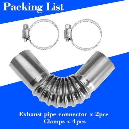 24mm Exhaust Tube Connector for Chinese for Webasto Diesel Heaters with Clamps, Pack of 2