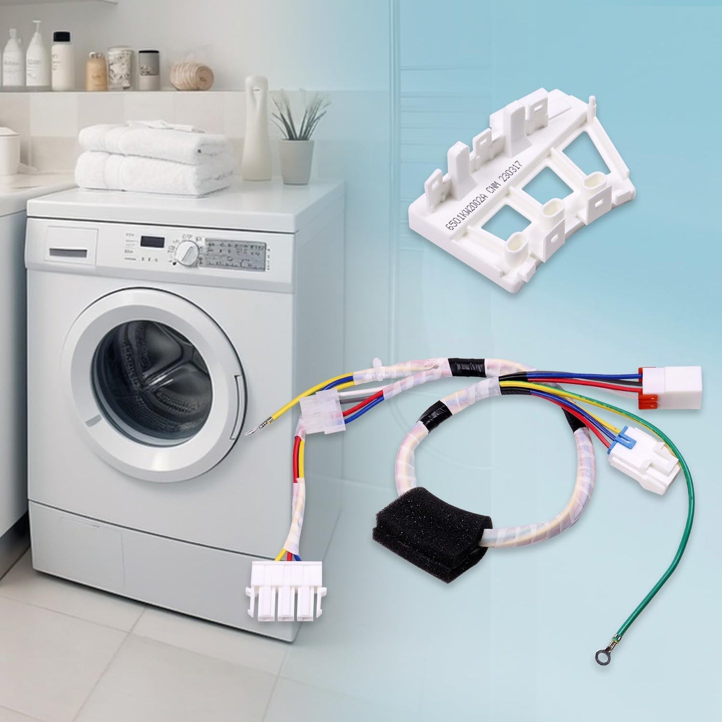 Washing Machine Multi-Wire Motor Harness for Kenmore for Lifes Good for LG Washer Wire Harness Replace 6877ER1016F + 6501KW2002A Washer Rotor Position Sensor Assembly (6877ER1016F+6501KW2002A)