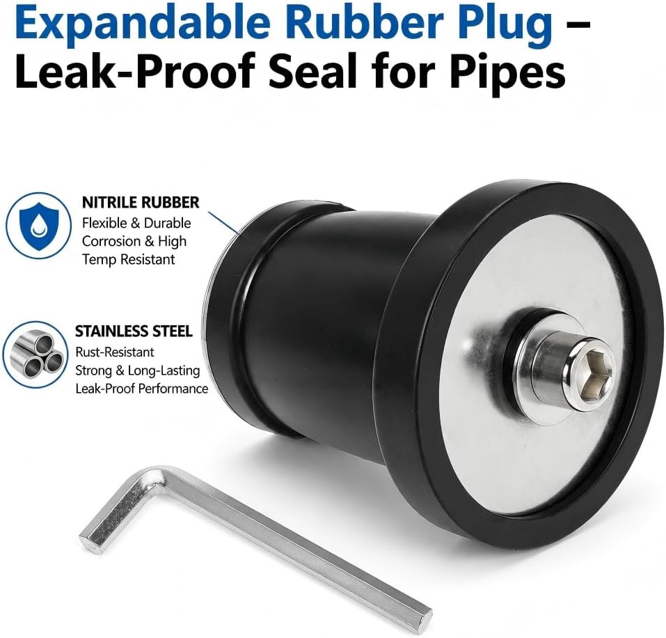 2 Pack Expandable Rubber Plug Mechanical Seal Scupper Plugs Boat Plug Winterizing Expansion Plugs Leak Proof Drain Plugs for Boats Pools Bathroom Pipe Sewers (1.78"-2.36"（45mm-60mm）)
