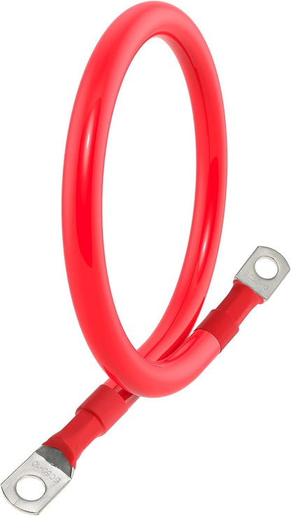 1/0 AWG Gauge Battery Cable 0 Gauge Power Inverter Cables with 3/8 Inch lugs for Solar Marine RV Car Truck Tractor Motorcycle (1FT, with 3/8"+5/16" Top Post Set)