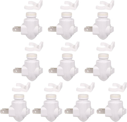 Plug in Night Light Module Socket with ON/Off Switch with Shade Mounting Clip for Decoration for Your Night Light (10Pack)