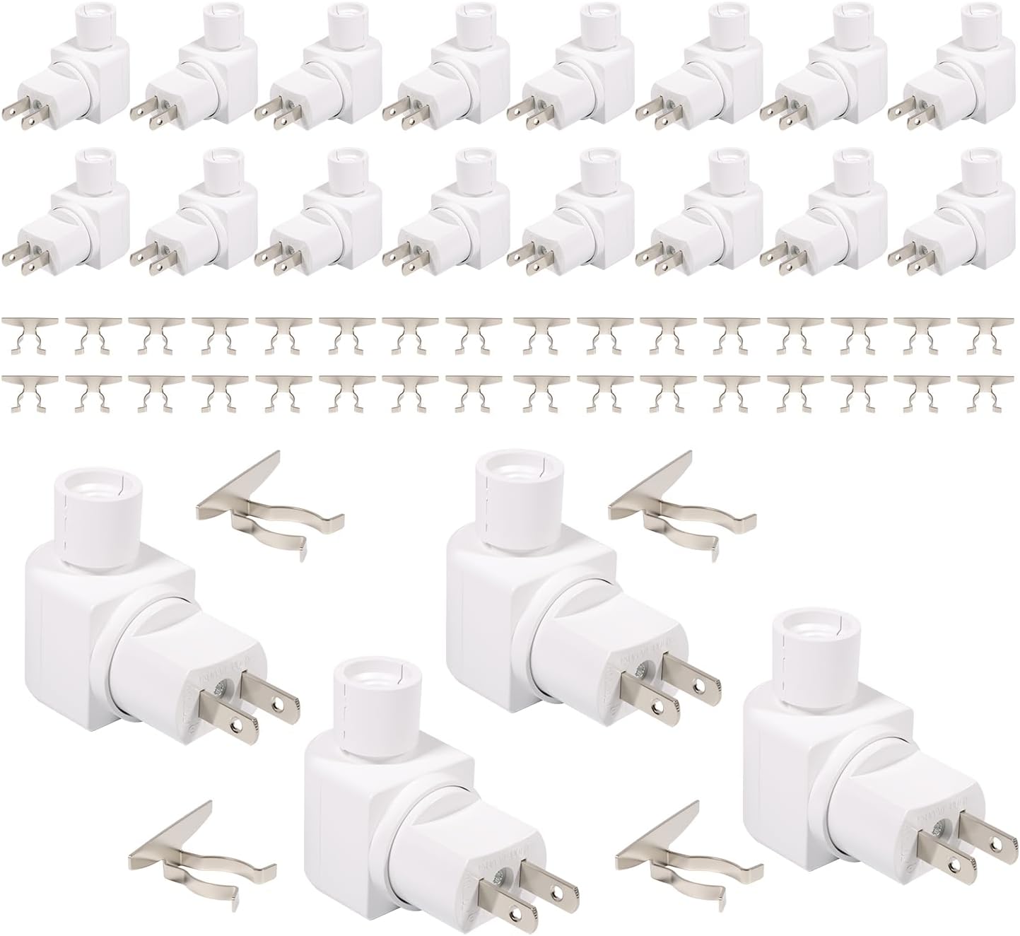 Plug-in Night Light Base and Module with ON and Off Switch, 360° Rotating Swivel Plug, Metal Clip for DIY Bubble Light Crafts (10PCS)