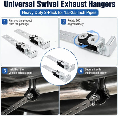 2 Pcs Exhaust Hangers Muffler Hanger Swivel Tail Pipe Universal Exhaust Tailpipe Hanger Heavy Duty Tailpipe Muffler Bracket Flexible Swivel