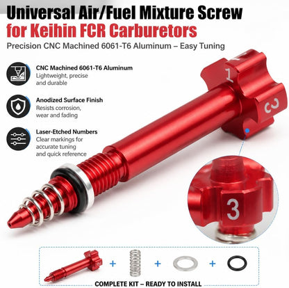 Air Fuel Mixture Screw for Keihin FCR Carb for Honda CRF150R CRF150R for Yamaha YFZ450 YZ250F YZ426F YZ450F for Kawasaki KLX450R KX250F KX450F for Suzuki RMZ250 RAMZ450 (Red)